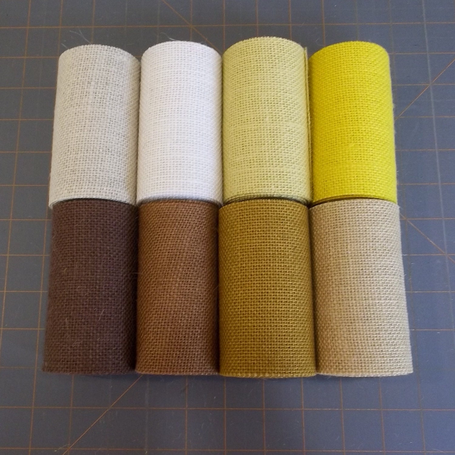 4 inch Burlap Ribbon YELLOW Natural Ivory Beige