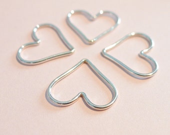 Open Heart Charm Sterling Silver Pendant Wire Hearts (LHS540)