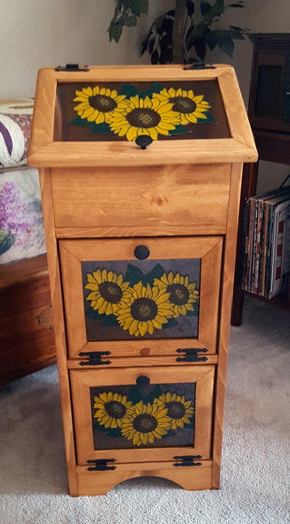 Potato Storage Bin Sunflowers by Colorfulimpressions on Etsy
