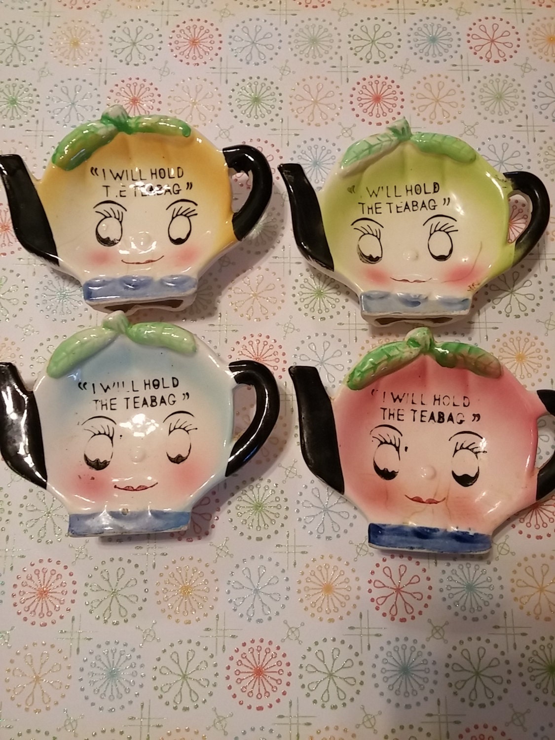 Vintage Tea Bag Holder Ceramic Set of 4 1960’s Haute Juice