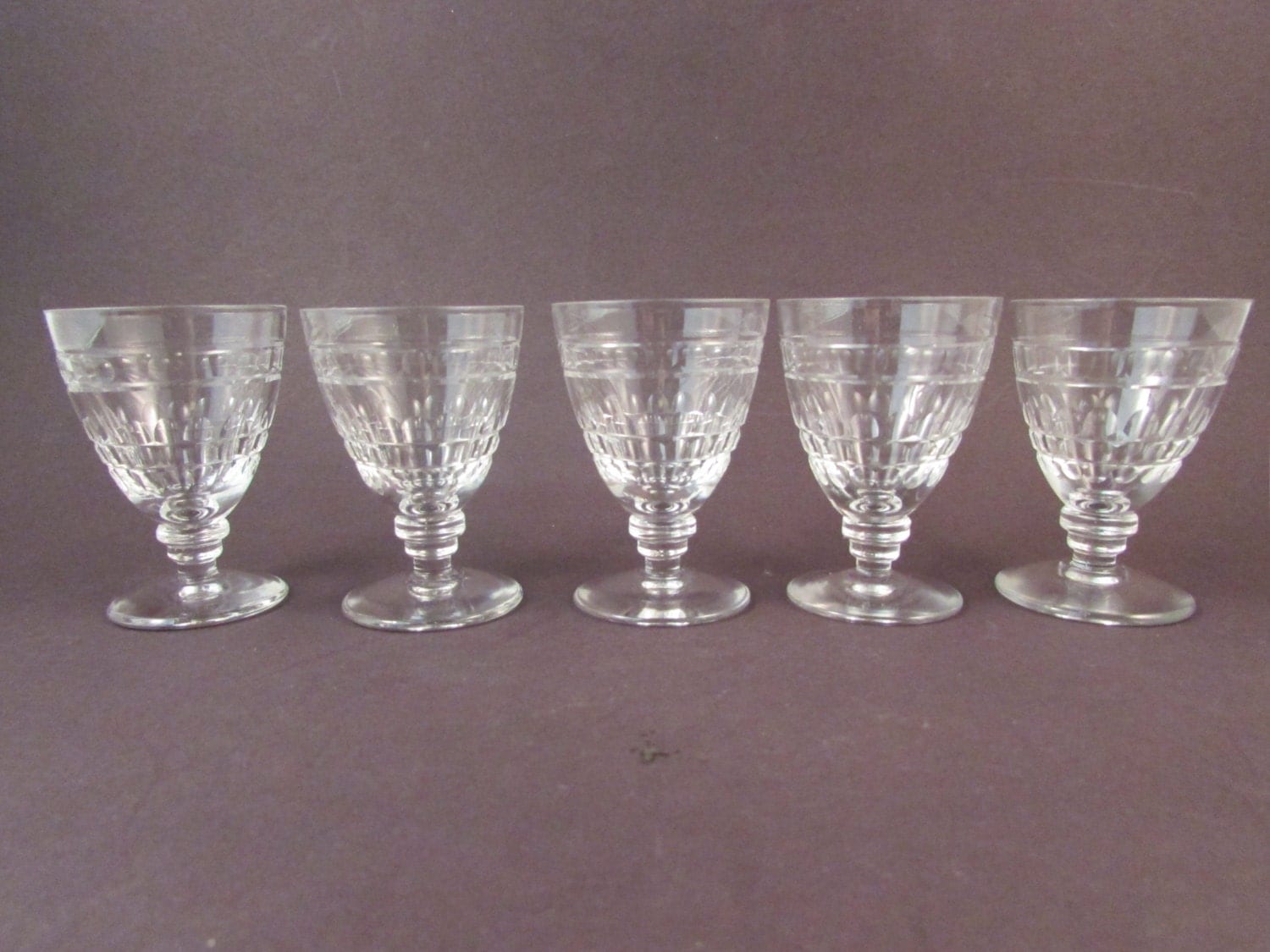 Vintage Cut Crystal Mini Cordial Glasses Set of Five Very