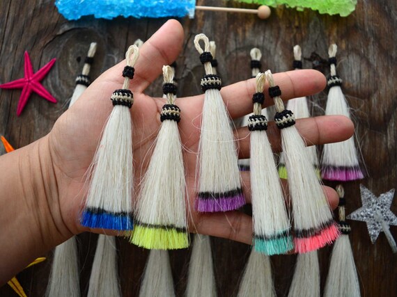 Dip Dye Horse Hair Tassels Bright Ombre Colors 4.25 by NatureBeads