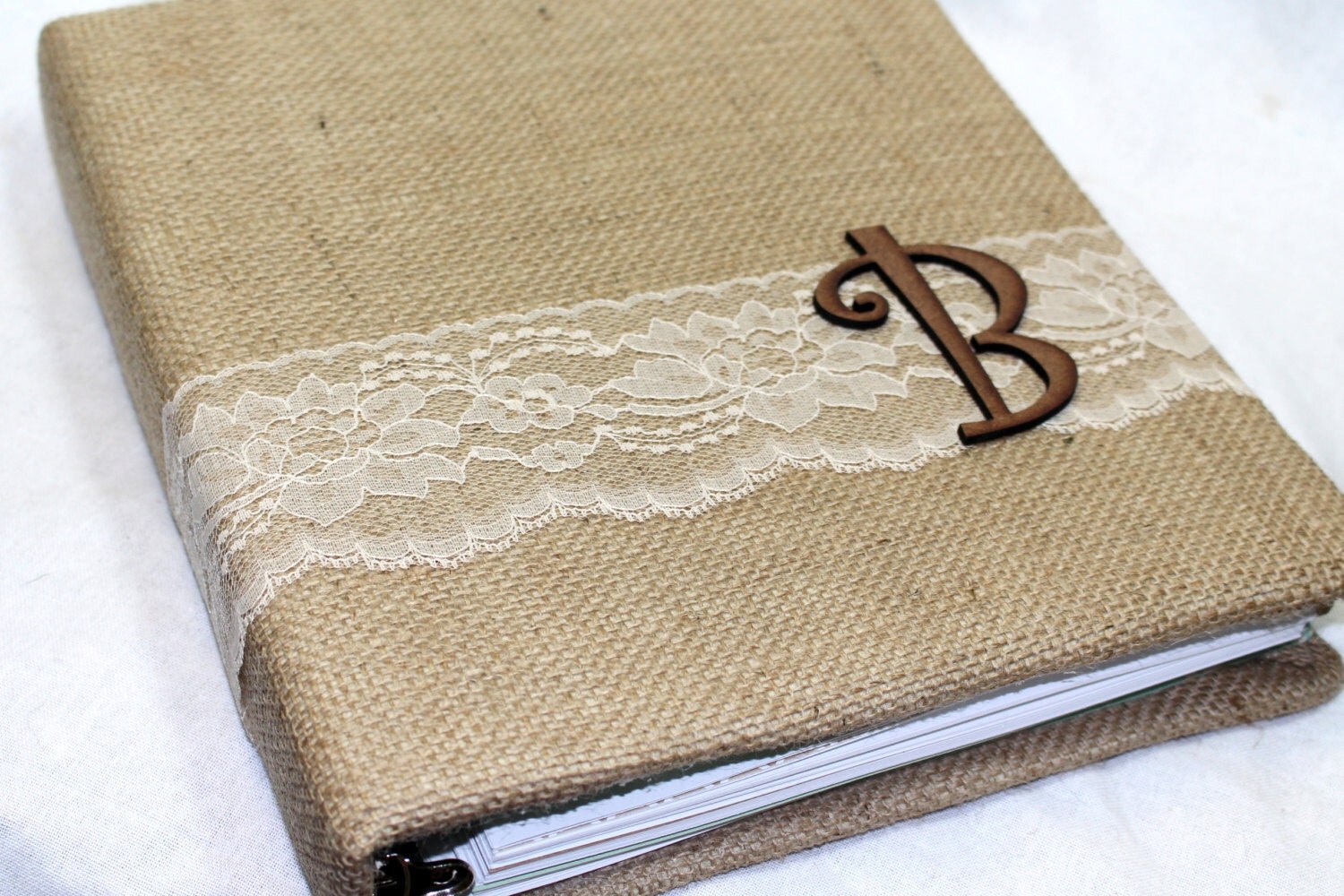 Wedding MEMORY Book / Rustic Wedding Album / Burlap and Lace