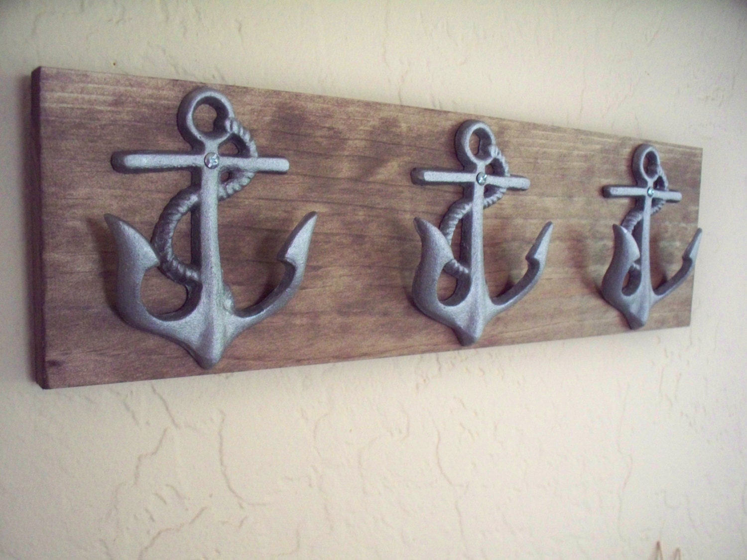 Anchor wall hooks beach themed coat rack bathroom towel