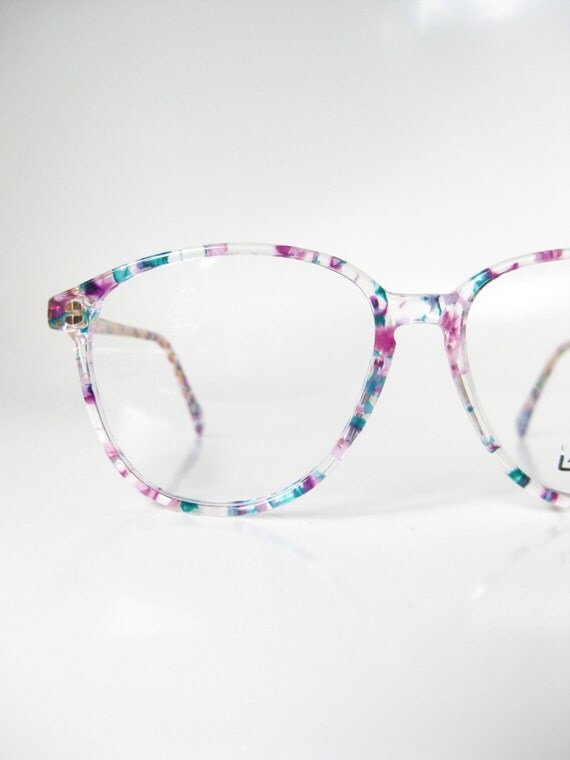 1980s Vintage LAmy Glasses Colorful Confetti Eyeglasses Clear