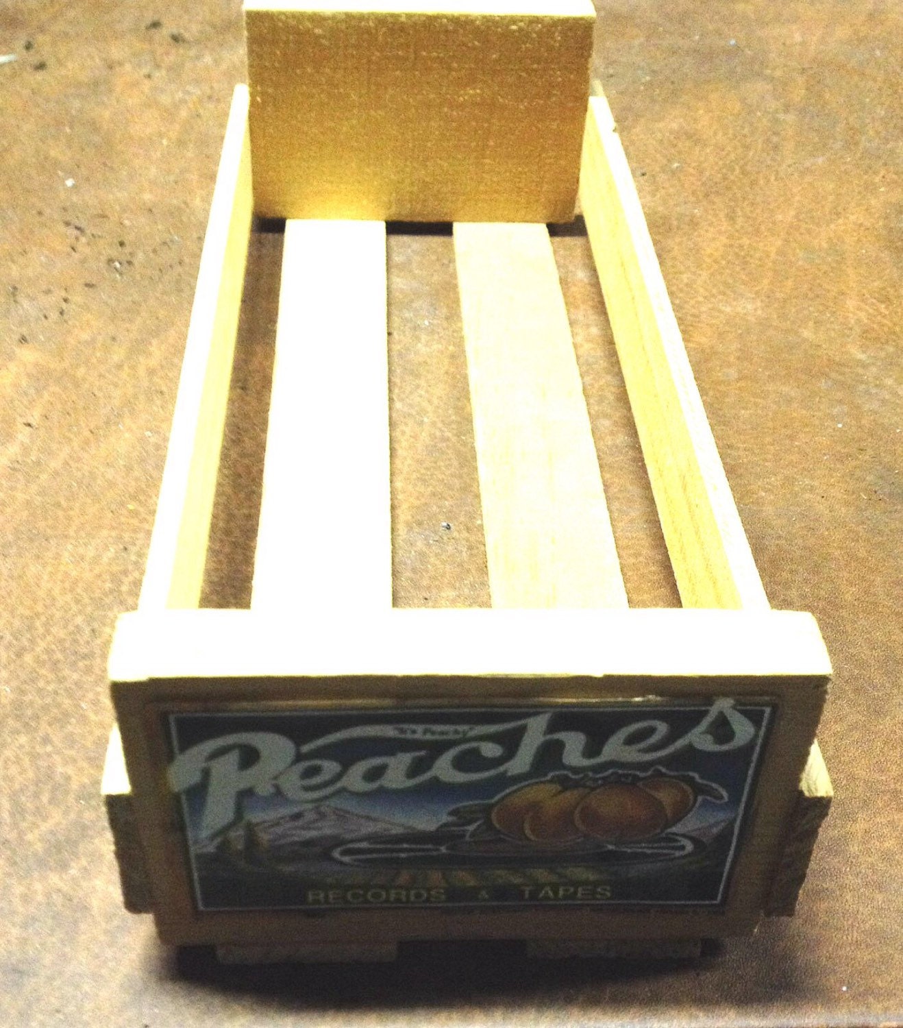 Small Vintage Peaches Records & Tapes Crate