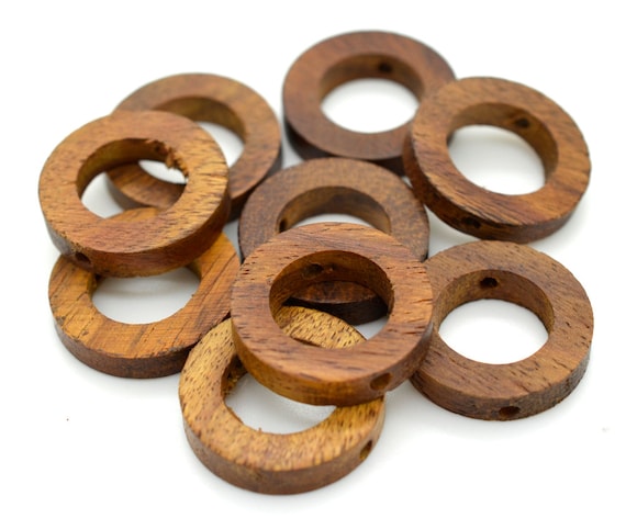Wood Rings 20mm 10pcs Craft Rings Natural Wood by HempBeadery