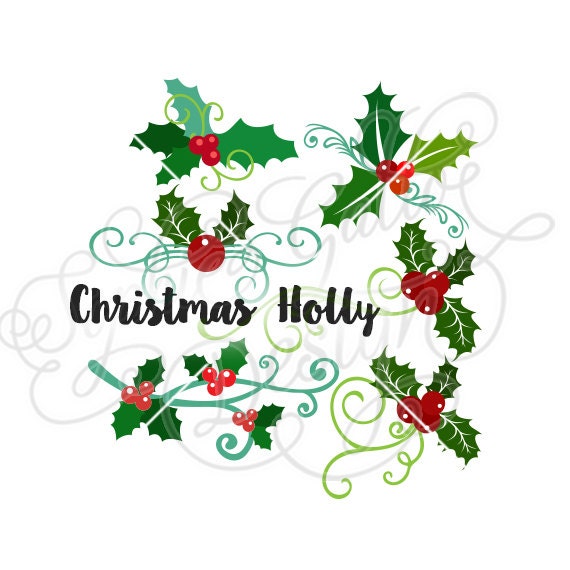 Download Christmas Holly Flourishes SVG DXF digital download file