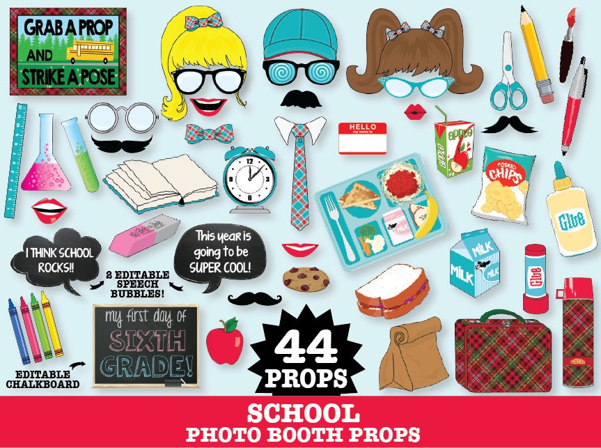 School Photo Booth Props Back to School Party Teacher