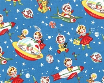 Michael Miller Fabric Retro Rocket Rascals, yards