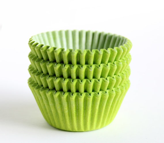 MINI Lime Green Cupcake Liners, Lime Green Mini Baking Cups, Mini Halloween Cupcake Liners (60) Il_570xn