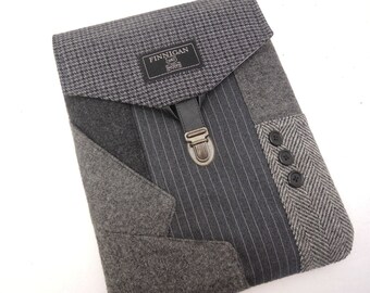 iPad sleeve, iPad case, iPad air case, iPad 3 iPad 2 case vintage gray wools, Eco Friendly Recycled suit coat