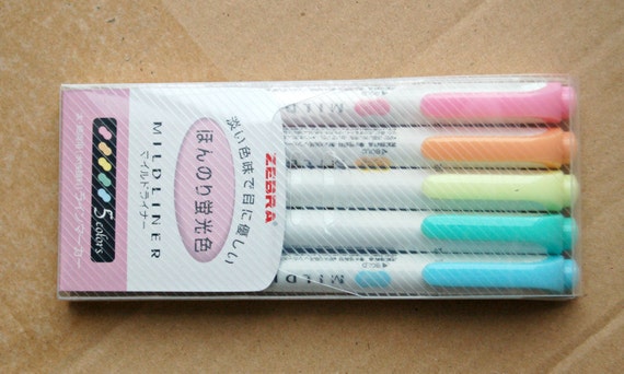 Zebra midliner 5 pastel colors Highlighter mid liner pens soft