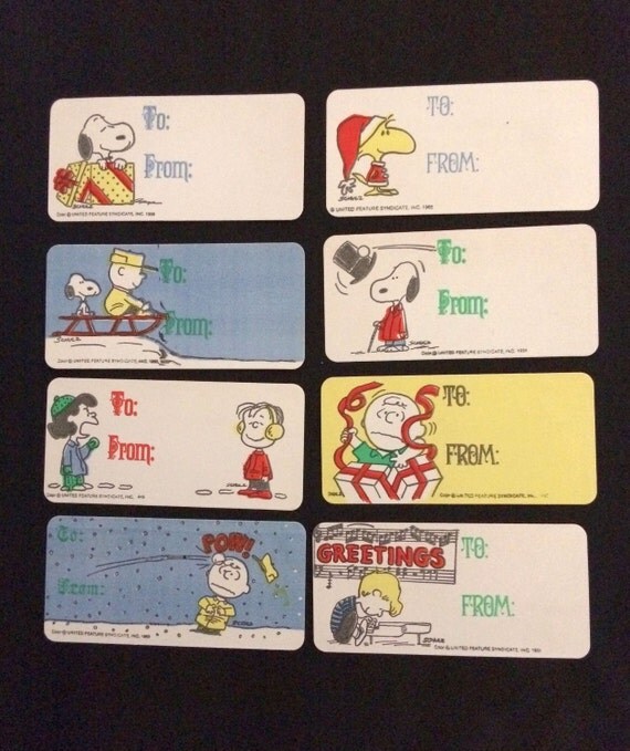 8 vintage peanuts christmas gift tags 8 vintage peanuts christmas gift tags