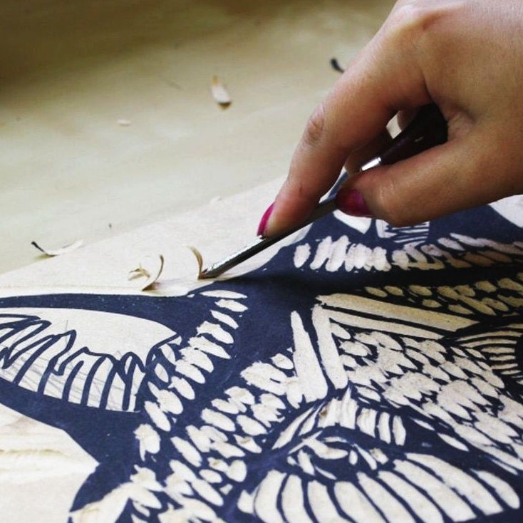 Hand Woodblock Printed Pillows And More by LauraFrisk on Etsy