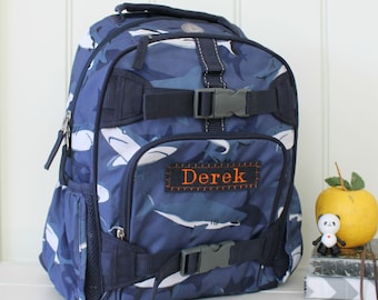 Small Boys Backpack Mackenzie Pottery Barn (Small Size) -- Blue Ibiza Shark