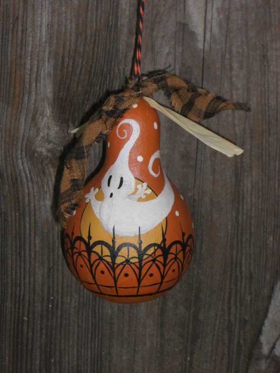 Halloween Vintage Style Dried Gourd Ornament Ghost Ornie Hand