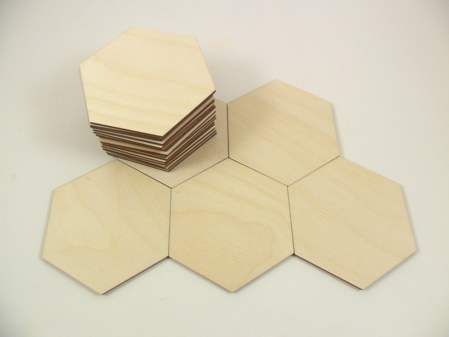 Wood Hexagons 3 1/8 79.375mm Unfinished Wood Tiles