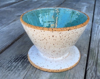 drip Coffee pour-over ceramic in speckled turquoise and white