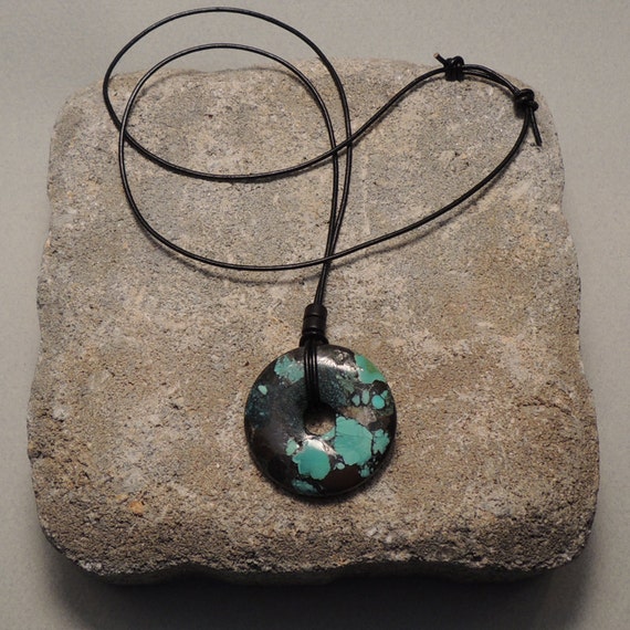 Handmade Adjustable Sliding Knot Leather Necklace with Large