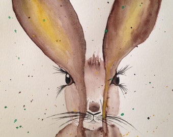 Custom Watercolor Rabbit Painting