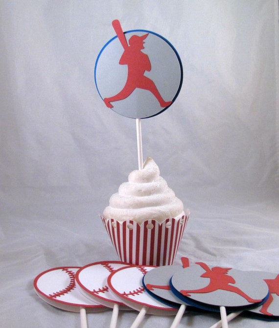 Cupcake Toppers Baseball Cupcake Toppers Set of 12