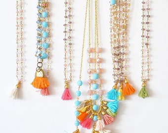 Multi Jewelry Set - Frinze Bohemian Jewelry - Tassel Jewelry - Beaded Jewelry - Gifts for Her - Girly Fashion - Free Shipping - Choose Yours