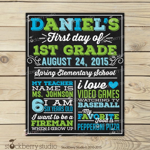 First Day of School Sign - Back to School Printable - 1st Day of School Sign - Back to School Chalkboard Sign - First Day of 1st Grade Sign Il_570xn