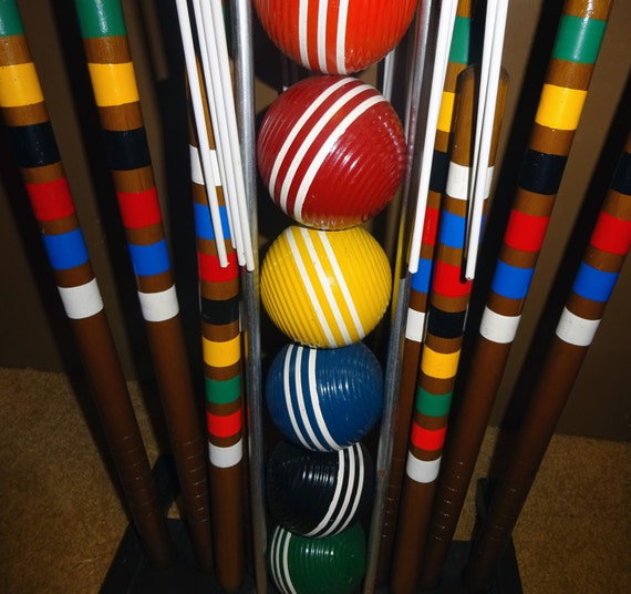 Vintage Croquet Set Forster complete with stand lawn outdoor