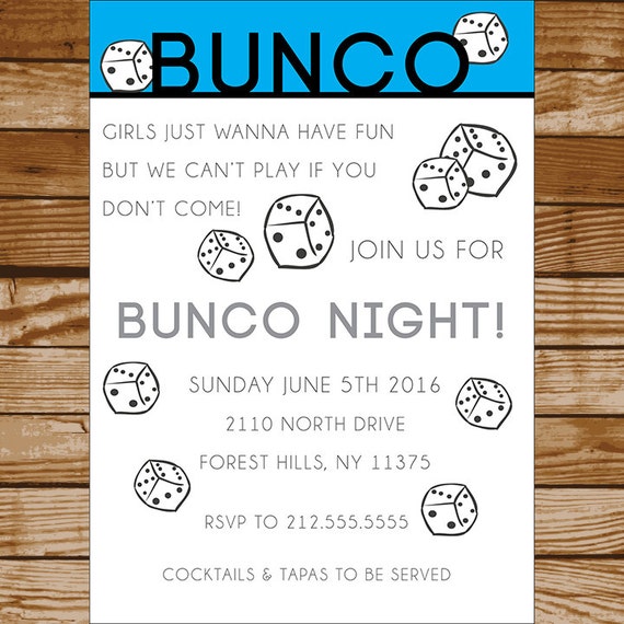 Bunco Party Invitation Digital Download