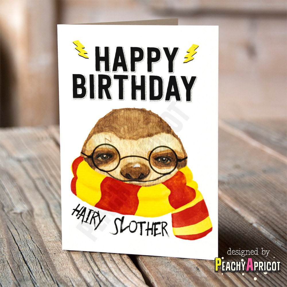 Download Hairy Slother Birthday Card Sloth Greeting Card
