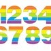 Rainbow stripe Patchwork rag edges applique alphabet and numbers -  machine embroidery applique designs - 4x4, 5x7, 6x10  INSTANT DOWNLOAD
