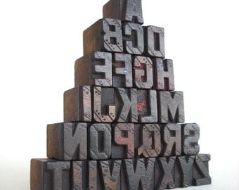 A to Z, 26 Vintage Letterpress Wooden Letters Collection - Mini Series - VM028