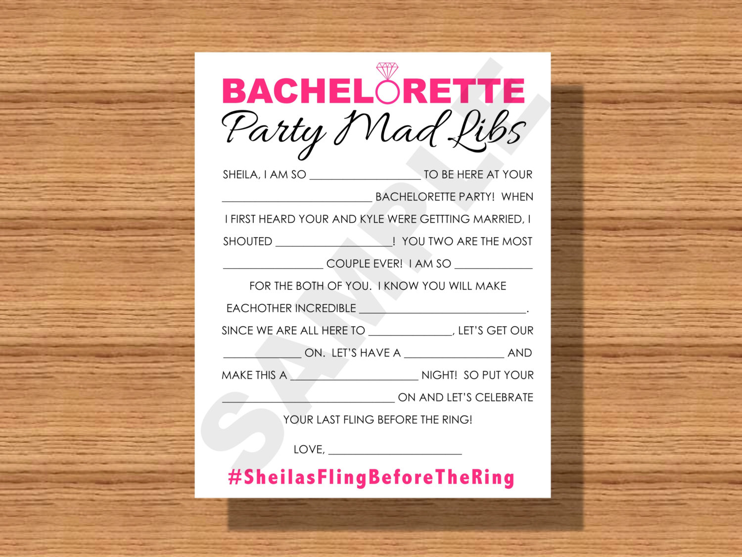 Bachelorette Party Mad Libs Printable Bachelorette Party Mad