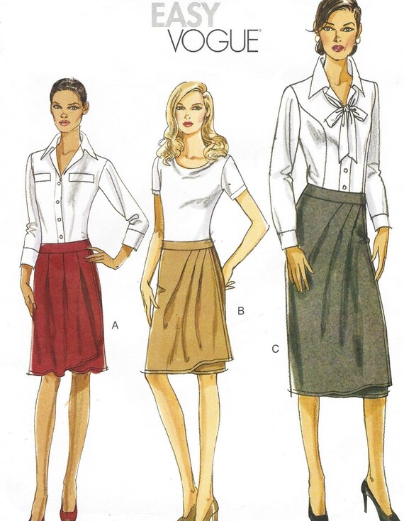 OOP Vogue Sewing Pattern V8455 Womens Mock Wrap Skirt with