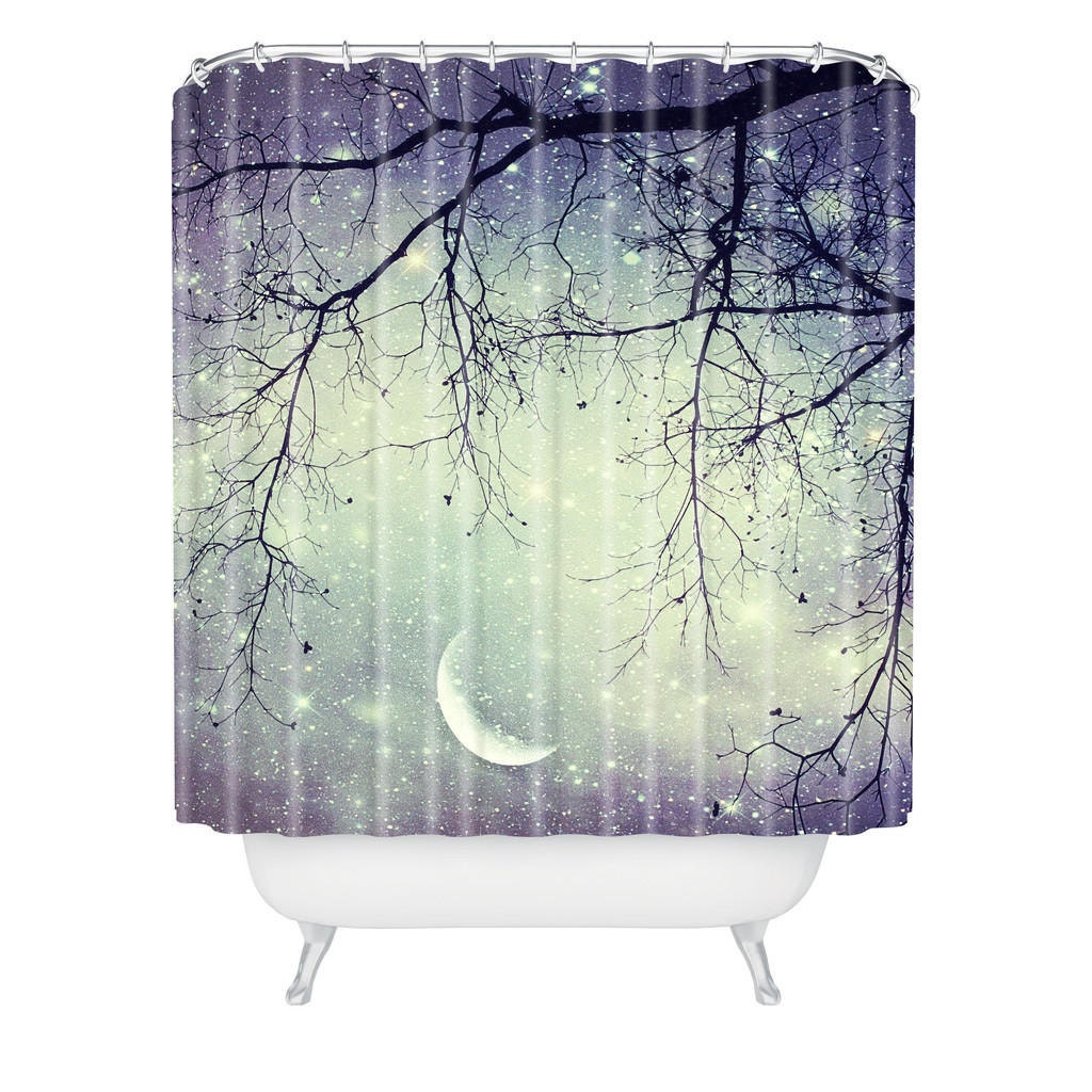 Starry Night Sky Shower Curtain. Bathroom Decor.