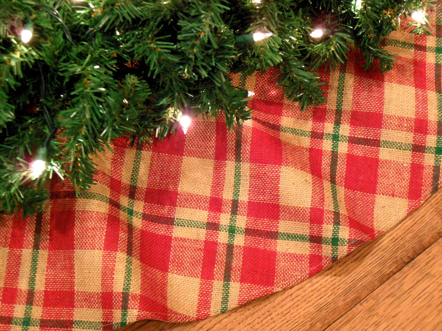 Burlap And Plaid Tree Skirt 