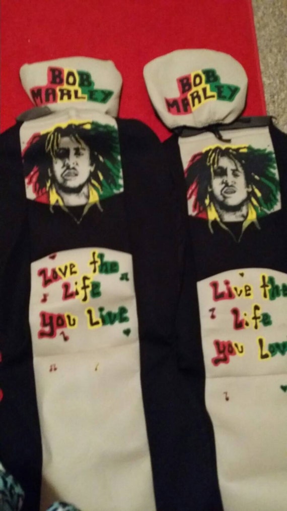 2 Front Seat Bob Marley Tan Rasta Car Covers 2 Front Seat Bob Marley Tan Rasta Car Covers