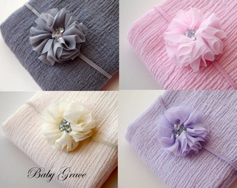 Newborn Headband and Wrap, Photo Props, Newborn Girl Photo Outfit, Newborn Photography Prop, Newborn Wrap Set, Swaddle Wrap Newborn Headband