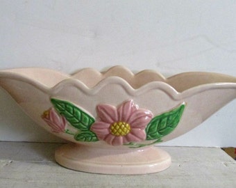 Hull Art Pottery, Pink Magnolia Console, Hull Art, Made in the USA, Mid Century Home Decor, Hull Collectible