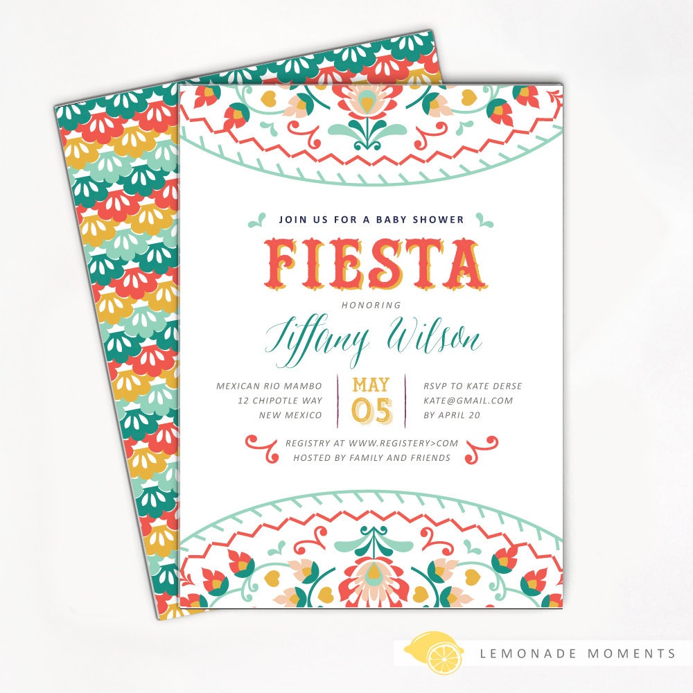 Fiesta Baby Shower Invitation Mexican Fiesta by LemonadeMoments