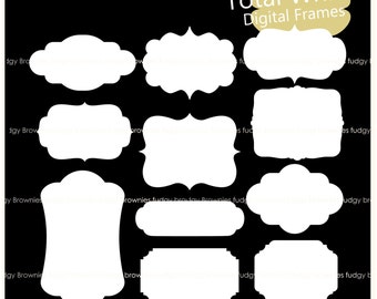 ON SALE white digital frame clip art, bracket frames, white line frame,frame A-232, label, tag, scrapbooking, instant download