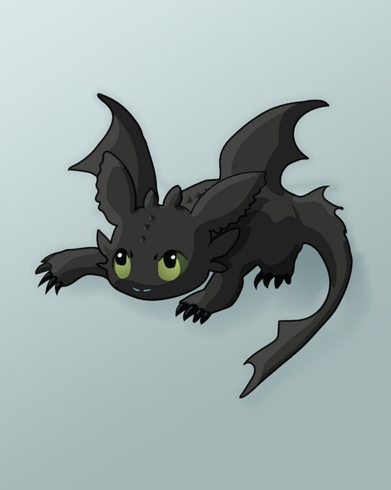 Art Print Dragon Toothless inspired. Instant Download