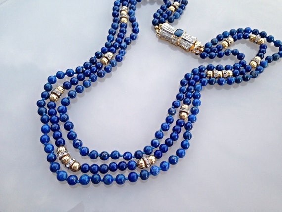 Elegant Vintage Natural Lapis Lazuli Necklace. by TheOldJunkTrunk