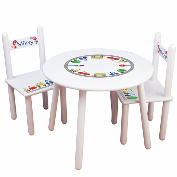 Personalized Child's Cars & Trucks Table Chair Set Toddler