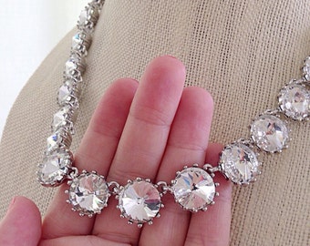Clear Crystal Rhinestone Statement Necklace