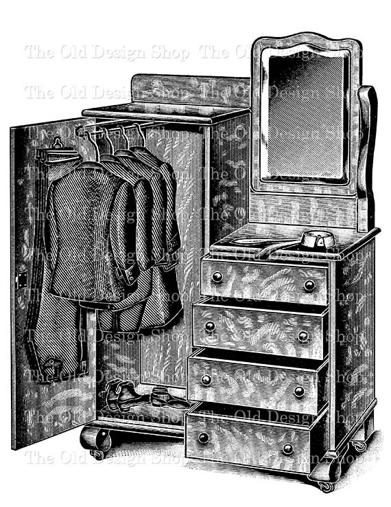 Victorian Dresser Closet Wardrobe No. 1 Printable Vintage