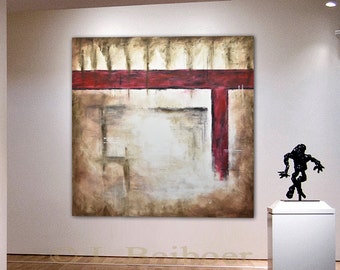 Original Large Art Square Abstract Painting 48 x 48 Wall Art Textured Contemporary Art Modern Oil Painting by L.Beiboer