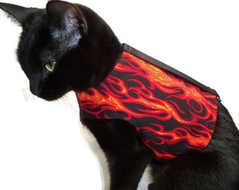 Flame Cat Harness-Boy Cat Clothes-Boy Cat Harnesses-Cat Harness-Custom Cat Clothing-Clothes for Cats-Harnesses for Cats-Cat Jacket-Cat Coat