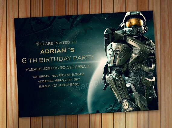 Halo Spartan Invitation Halo Birthday Invitation by pastagetti